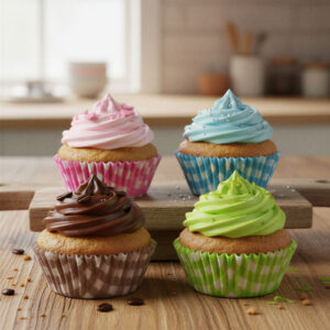 Muffin papír szett - kockás - 100 db / csomag