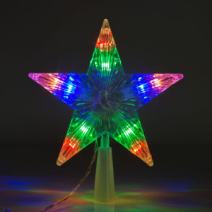 Karácsonyi LED-es csillag csúcsdísz - 10 LED - 15 cm - RGB - 2 x AA
